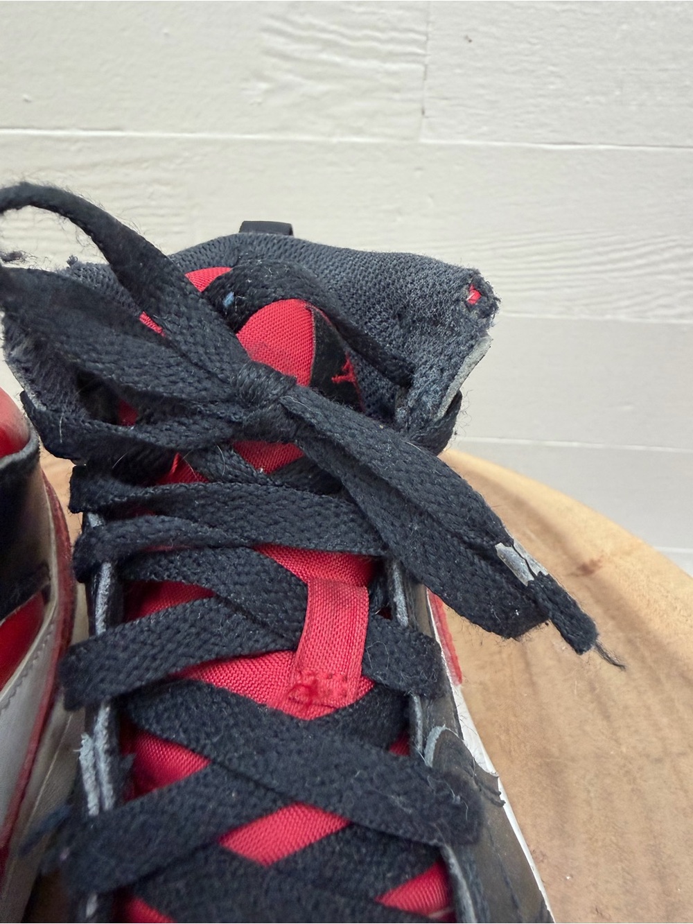 Jordan Kids Black, Red & White High-Top Sneakers - Picture 3 of 9